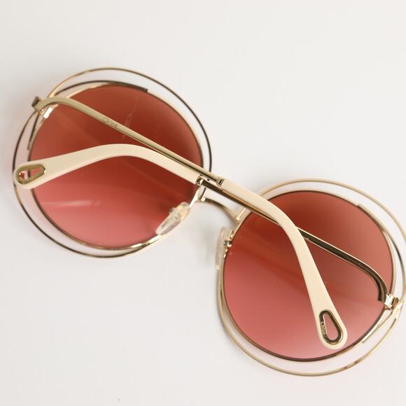 CHLOE Oversize Gold and Pink Carlina Petite Gradient Sunglasses w/ Case - Picture 5 of 10